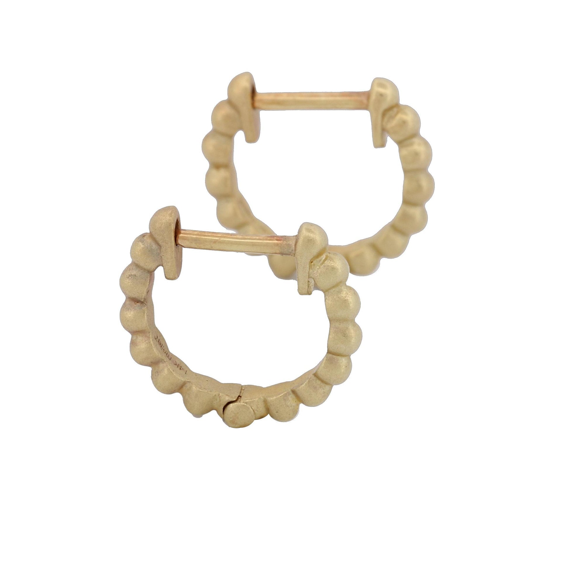 Meira T Beaded Huggie Hoop Earrings in 14k Yellow Gold