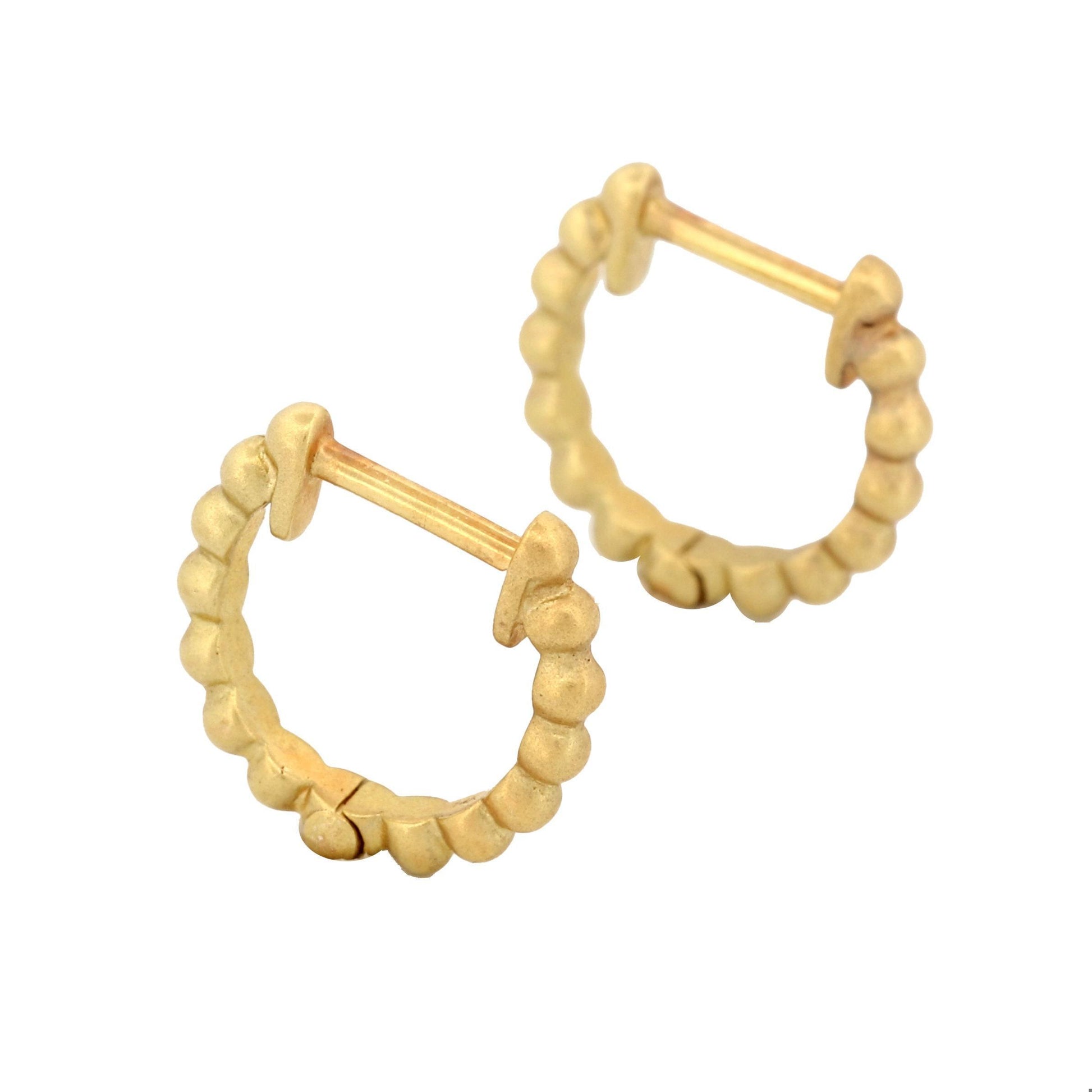 Meira T Beaded Huggie Hoop Earrings in 14k Yellow Gold
