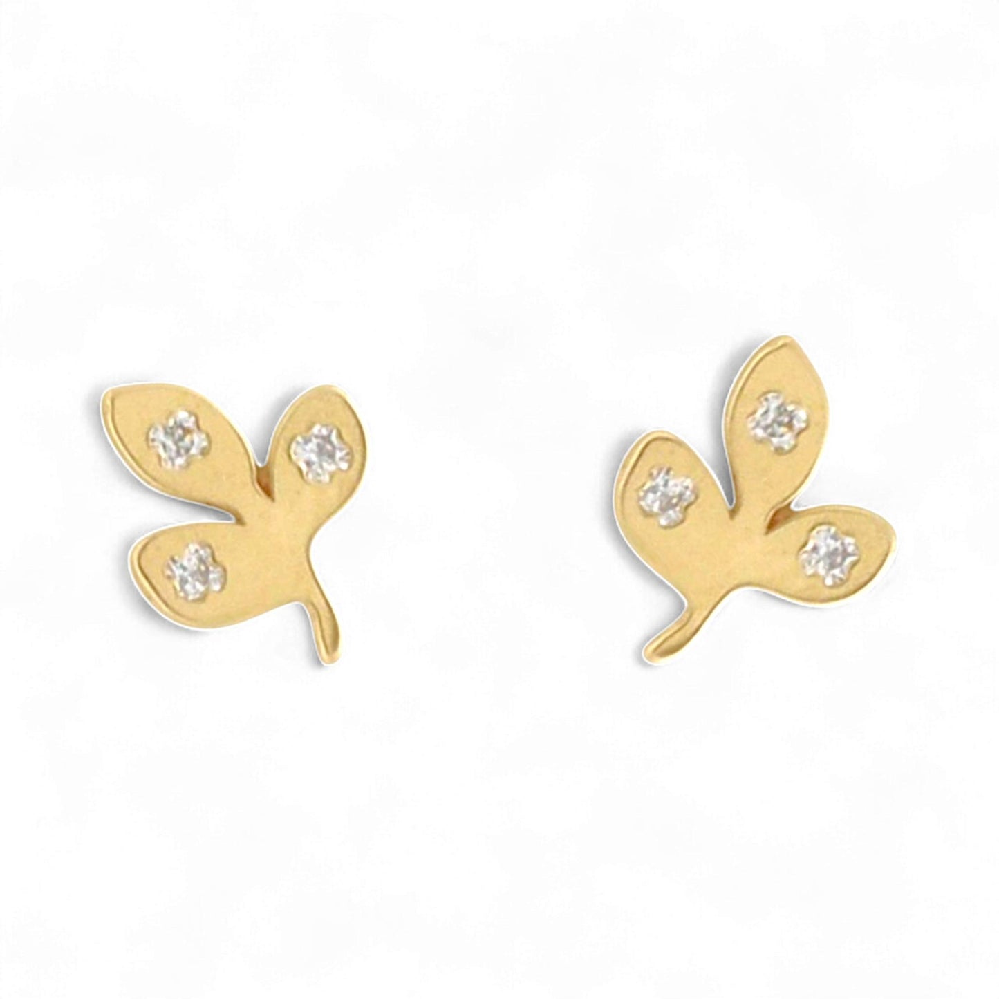 18K Solid Yellow Gold Olive Vine Screw-Back Earrings for Babies 7mm