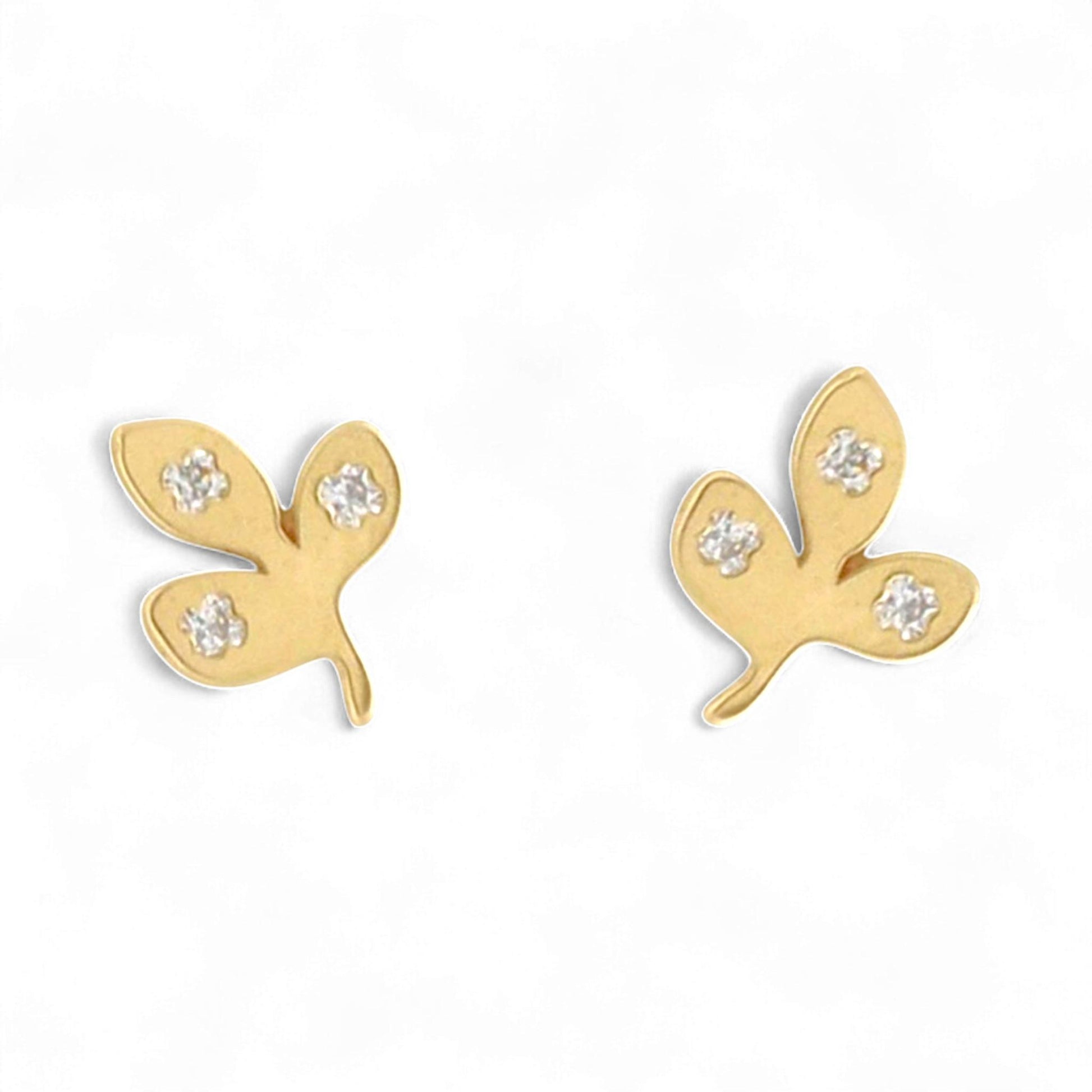 18K Solid Yellow Gold Olive Vine Screw-Back Earrings for Babies 7mm