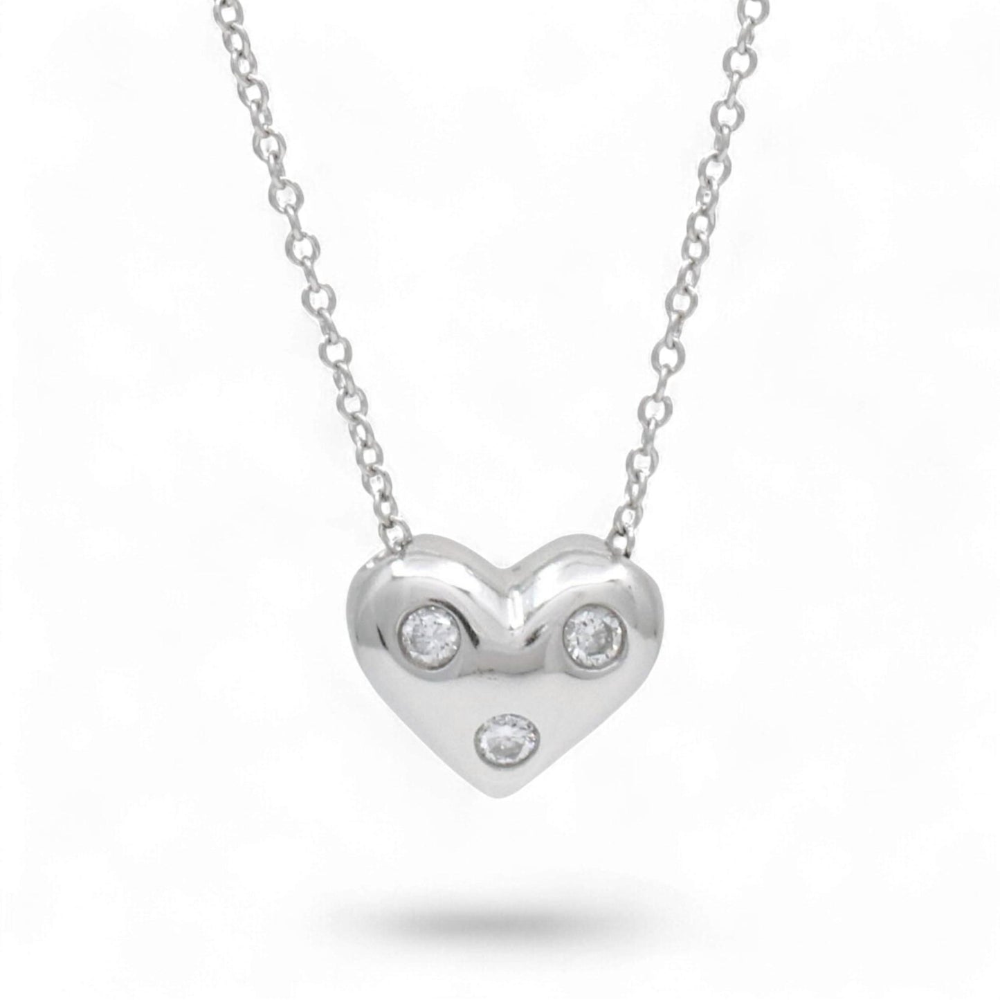 Tiffany & Co. Etoile Platinum Heart Diamond Necklace 16 Inch Mini