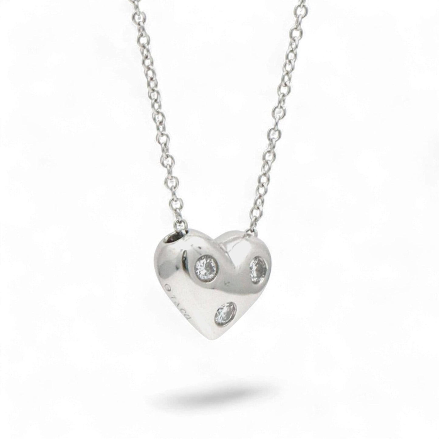 Tiffany & Co. Etoile Platinum Heart Diamond Necklace 16 Inch Mini