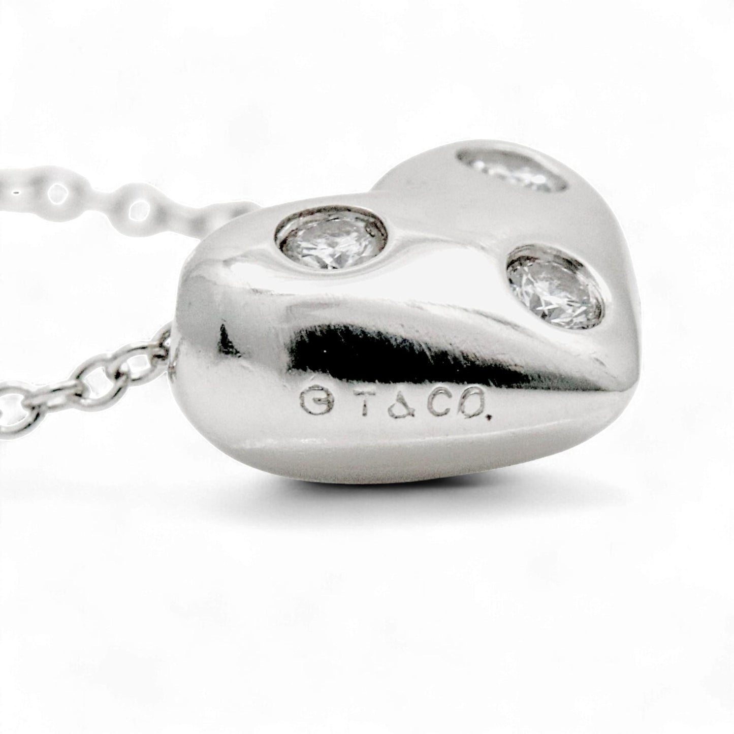 Tiffany & Co. Etoile Platinum Heart Diamond Necklace 16 Inch Mini