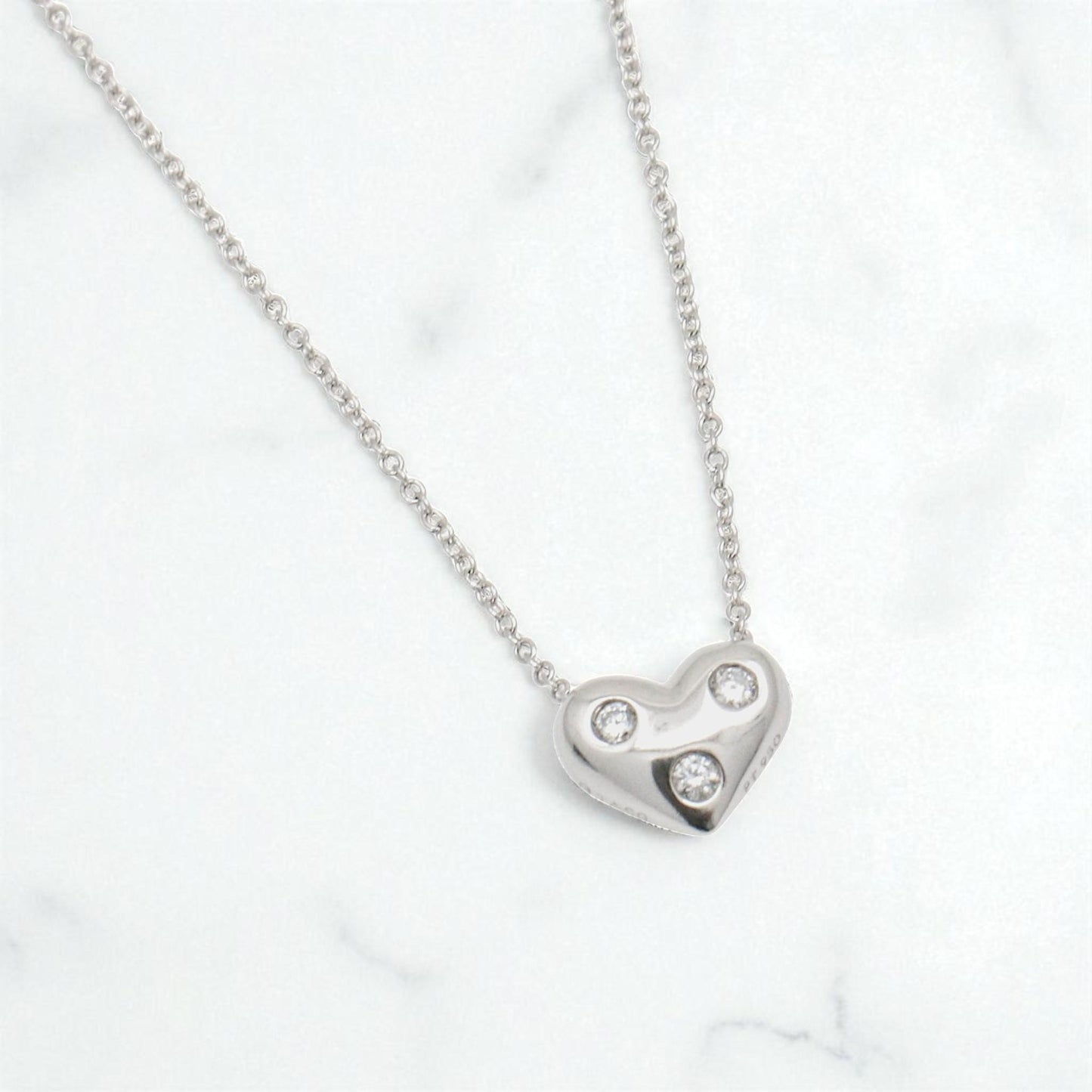 Tiffany & Co. Etoile Platinum Heart Diamond Necklace 16 Inch Mini