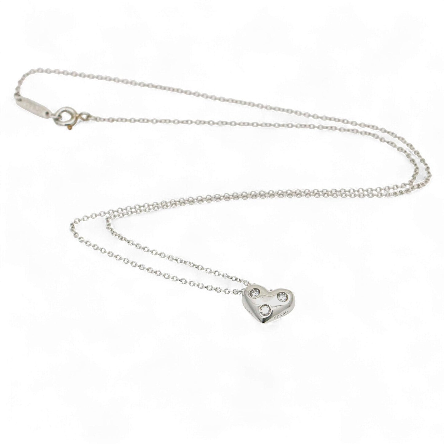 Tiffany & Co. Etoile Platinum Heart Diamond Necklace 16 Inch Mini