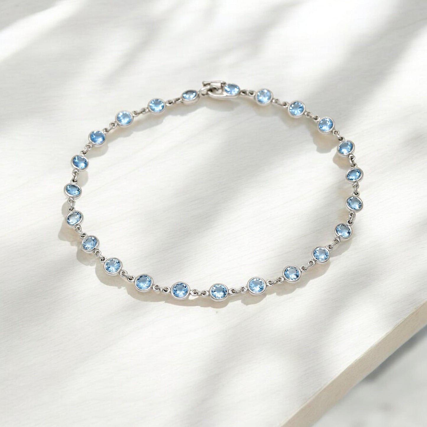 Tiffany & Co. Elsa Peretti Platinum Aquamarine Color by the Yard Bracelet 7 Inch