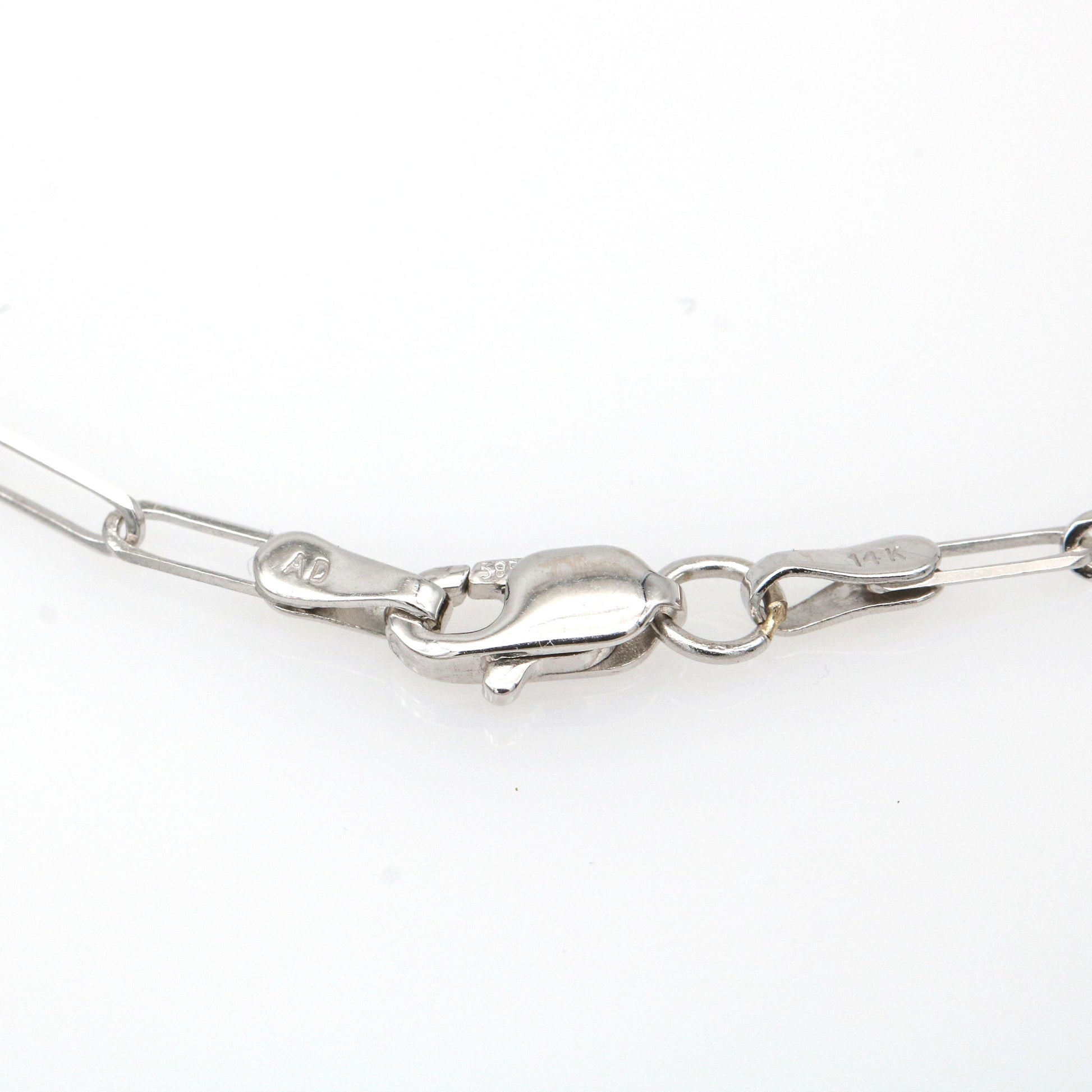 Diamond Round Dangling Pendant on Paperclip Chain in 14k White Gold 0.75 cttw - 31 Jewels Inc.