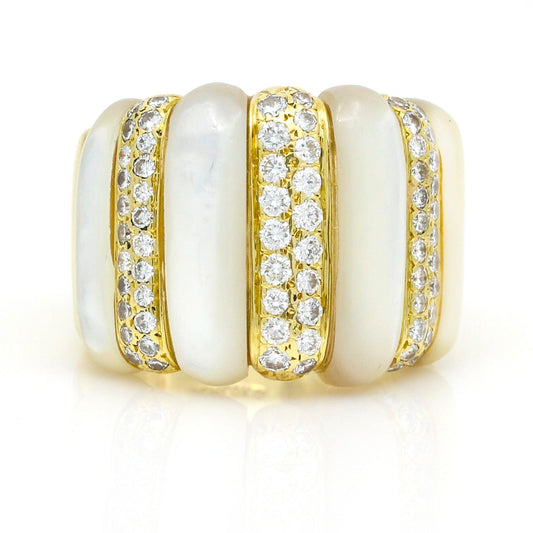 Gemlok Mother of Pearl and Diamond Statement Ring in 18k Yellow Gold - 31 Jewels Inc.