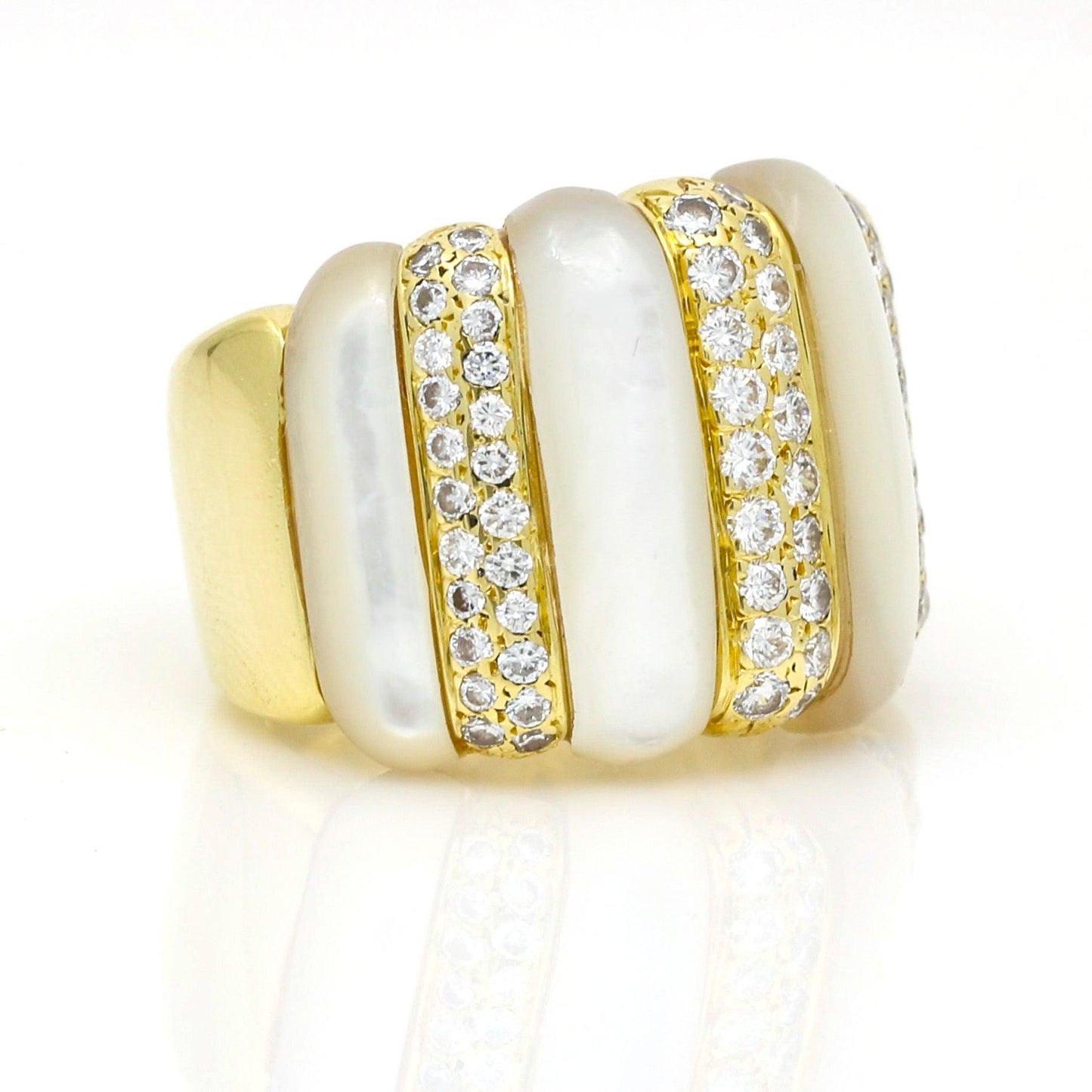 Gemlok Mother of Pearl and Diamond Statement Ring in 18k Yellow Gold - 31 Jewels Inc.