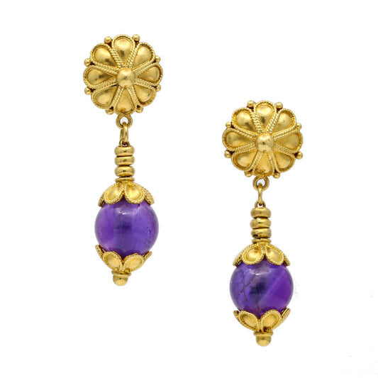 Ilias Lalaounis Drop Dangle Amethyst Earrings 18k Yellow Gold - 31 Jewels Inc.