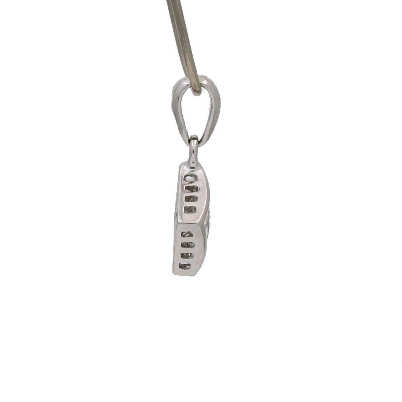 Invisible Set Tiny Diamond Charm Pendant in 14k White Gold - 31 Jewels Inc.