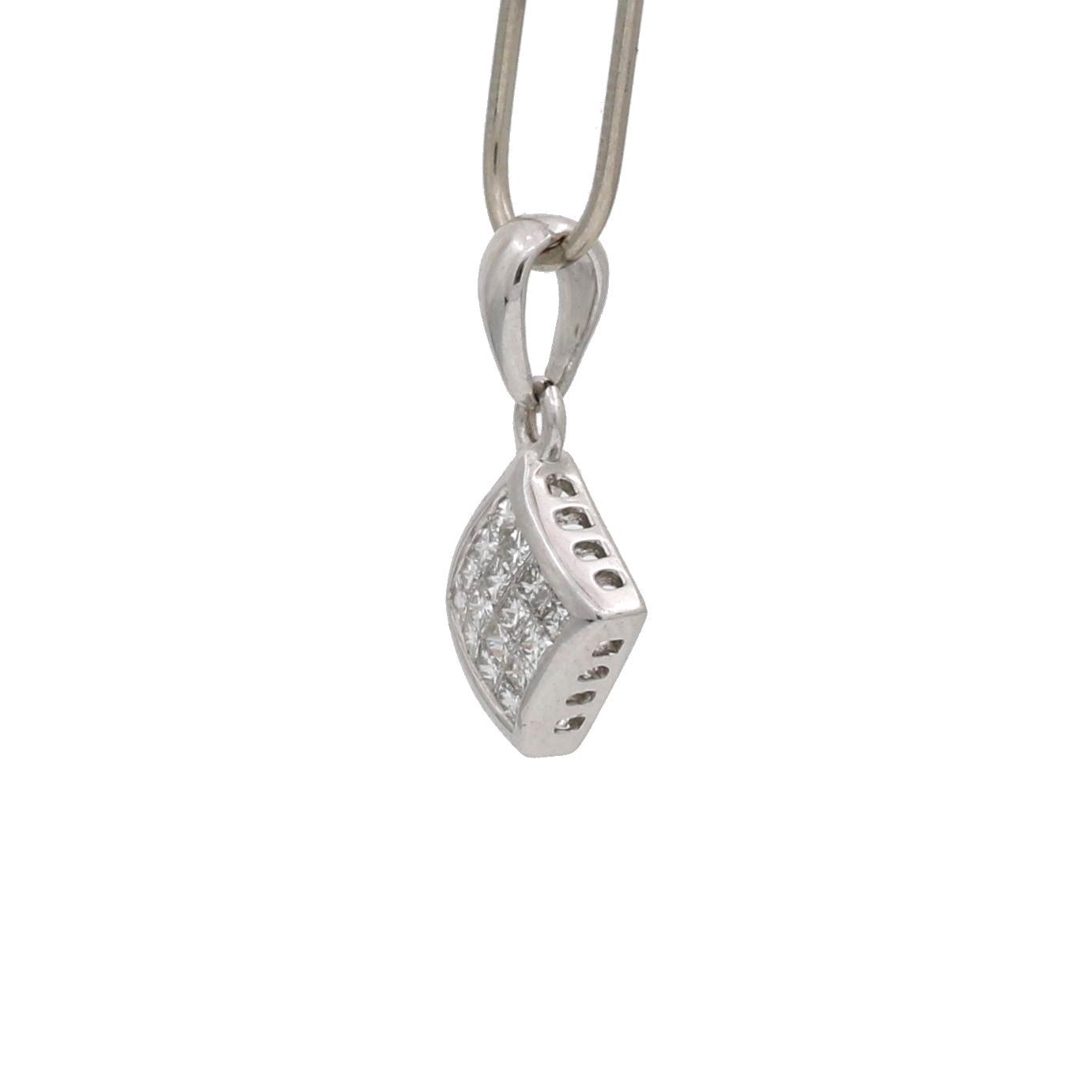 Invisible Set Tiny Diamond Charm Pendant in 14k White Gold - 31 Jewels Inc.