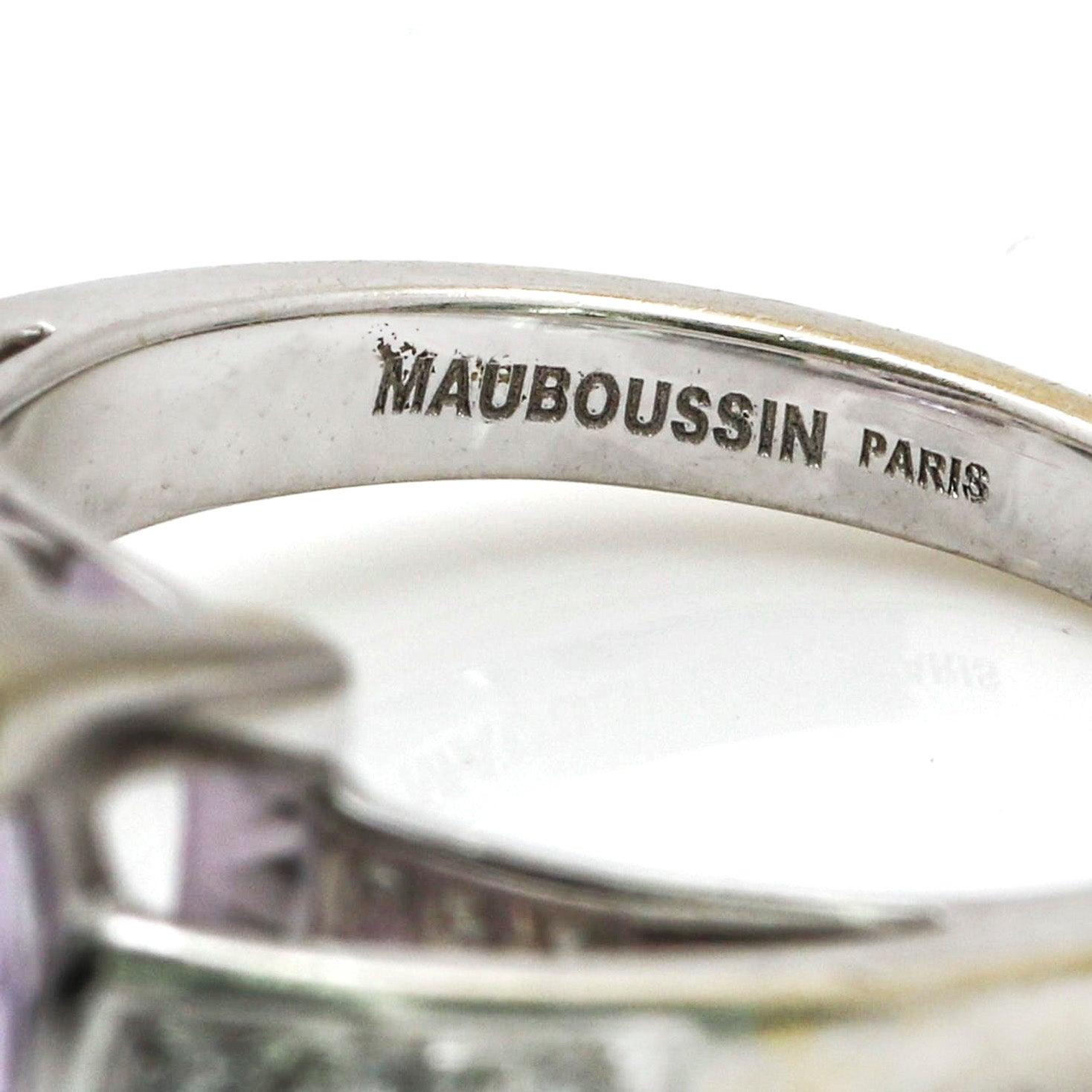 Mauboussin Gueule d'Amour Rose de France Gemstone Diamond Ring in 18k White Gold - 31 Jewels Inc.