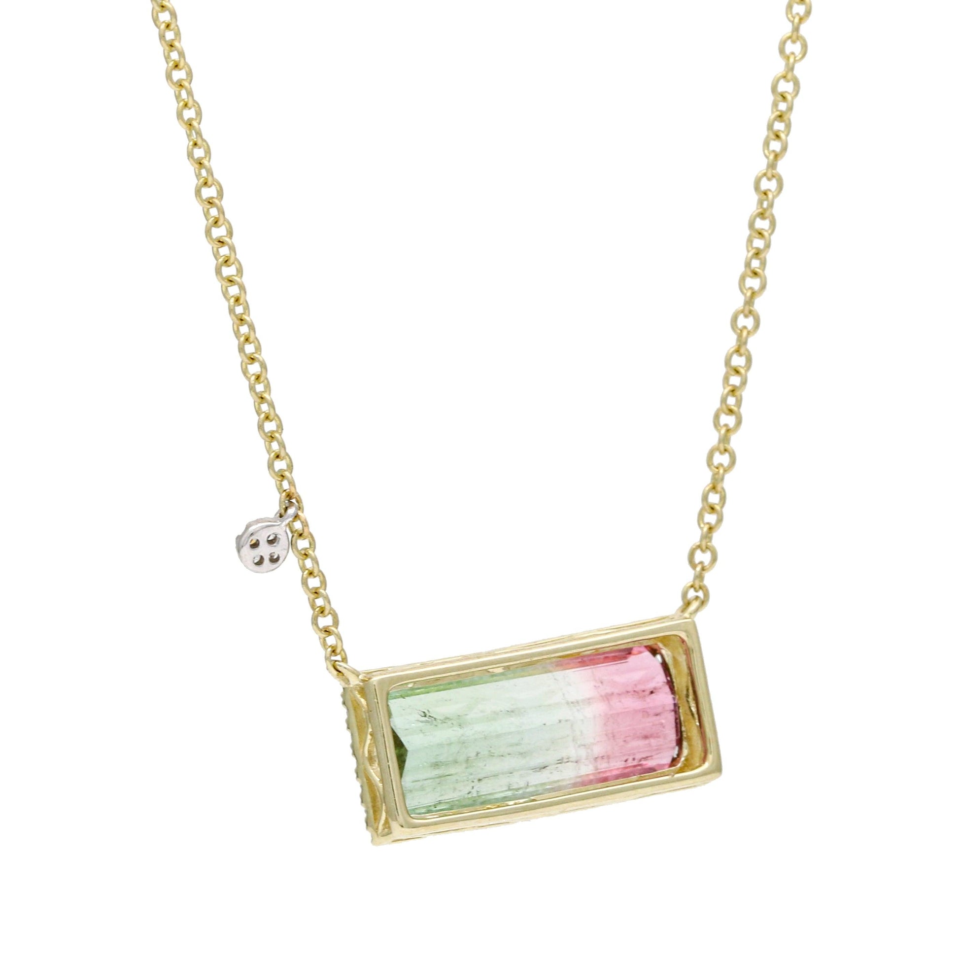 Meira T Watermelon Tourmaline Diamond Necklace in 14k Yellow Gold - 31 Jewels Inc.