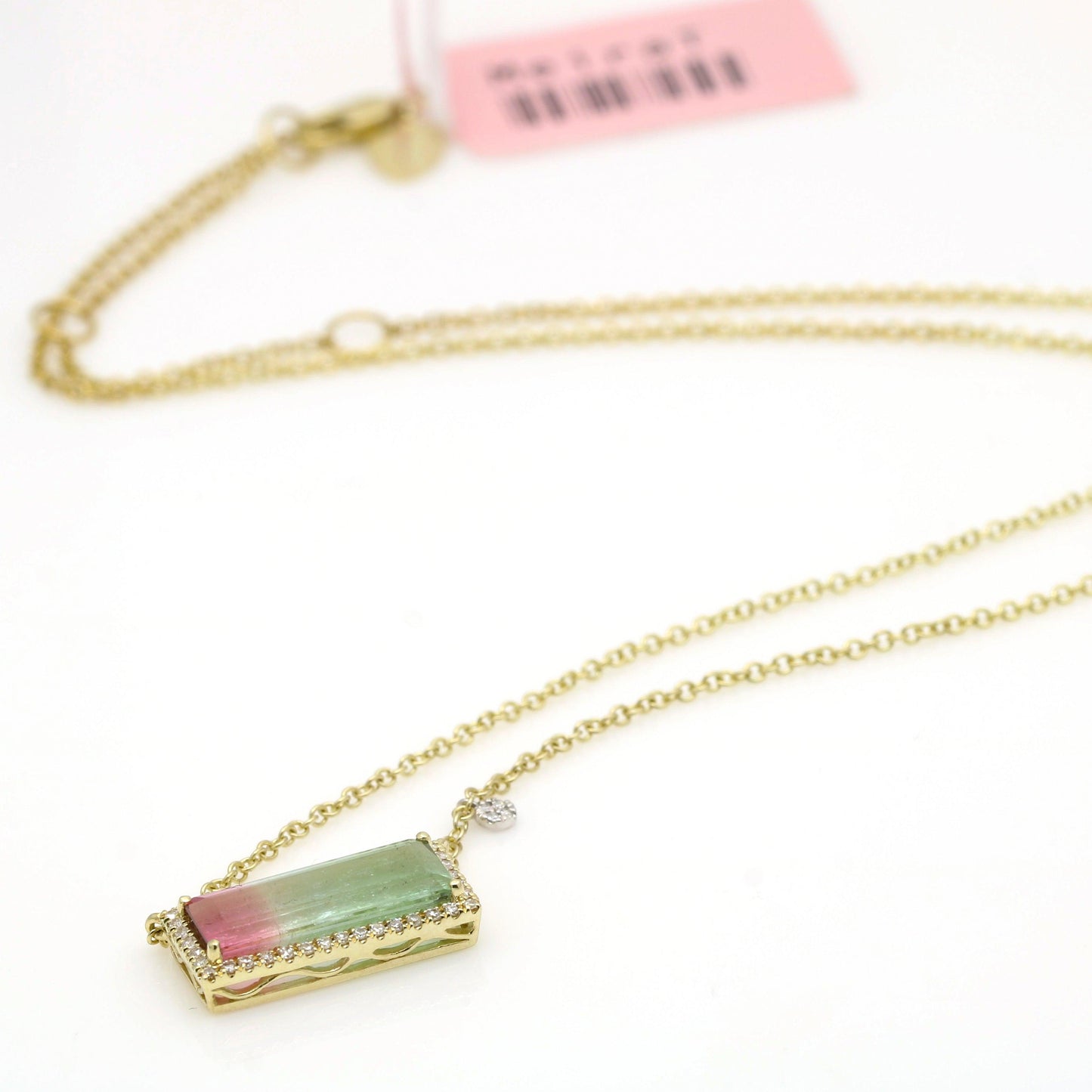 Meira T Watermelon Tourmaline Diamond Necklace in 14k Yellow Gold - 31 Jewels Inc.