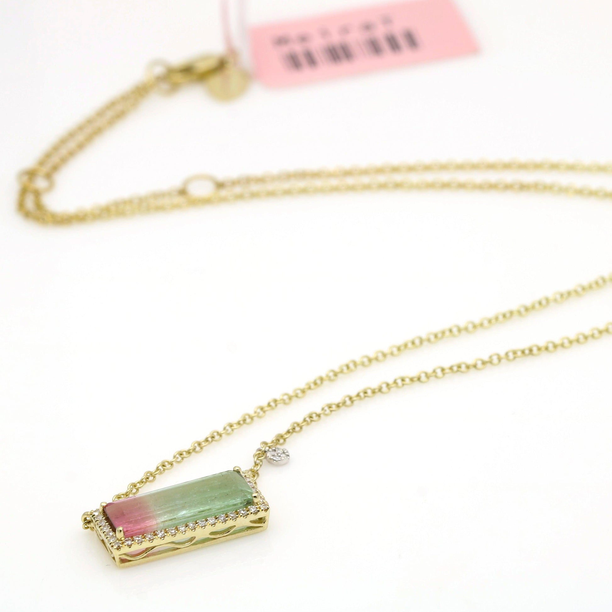 Meira T Watermelon Tourmaline Diamond Necklace in 14k Yellow Gold - 31 Jewels Inc.