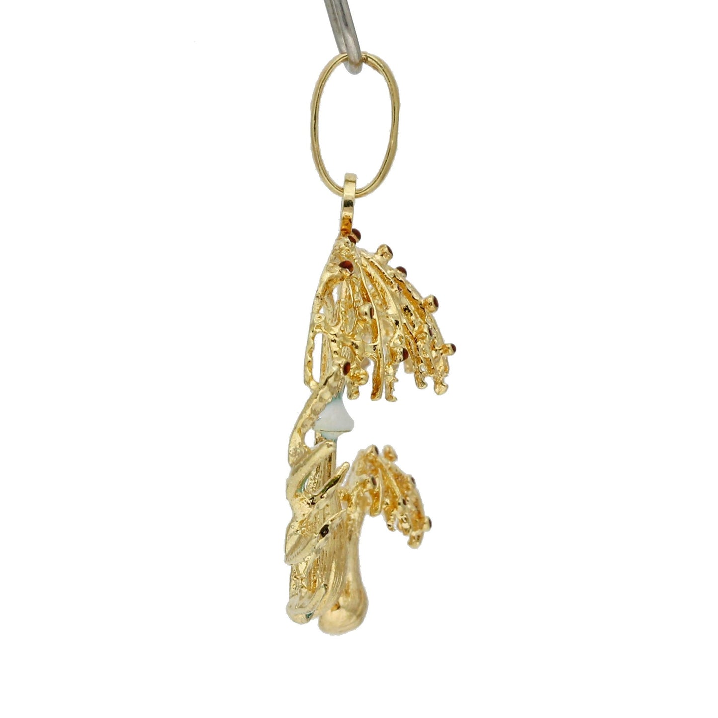 Mushrooms Pendant with Enamel in 14k Yellow Gold Signed - 31 Jewels Inc.