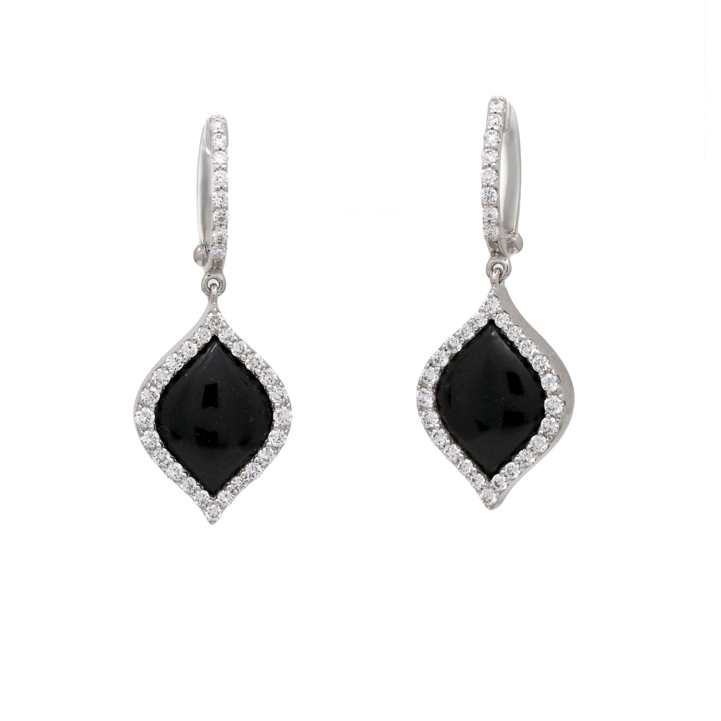 Roberto Coin Black Jade Diamond Dangle Drop Earrings in 18k White Gold - 31 Jewels Inc.