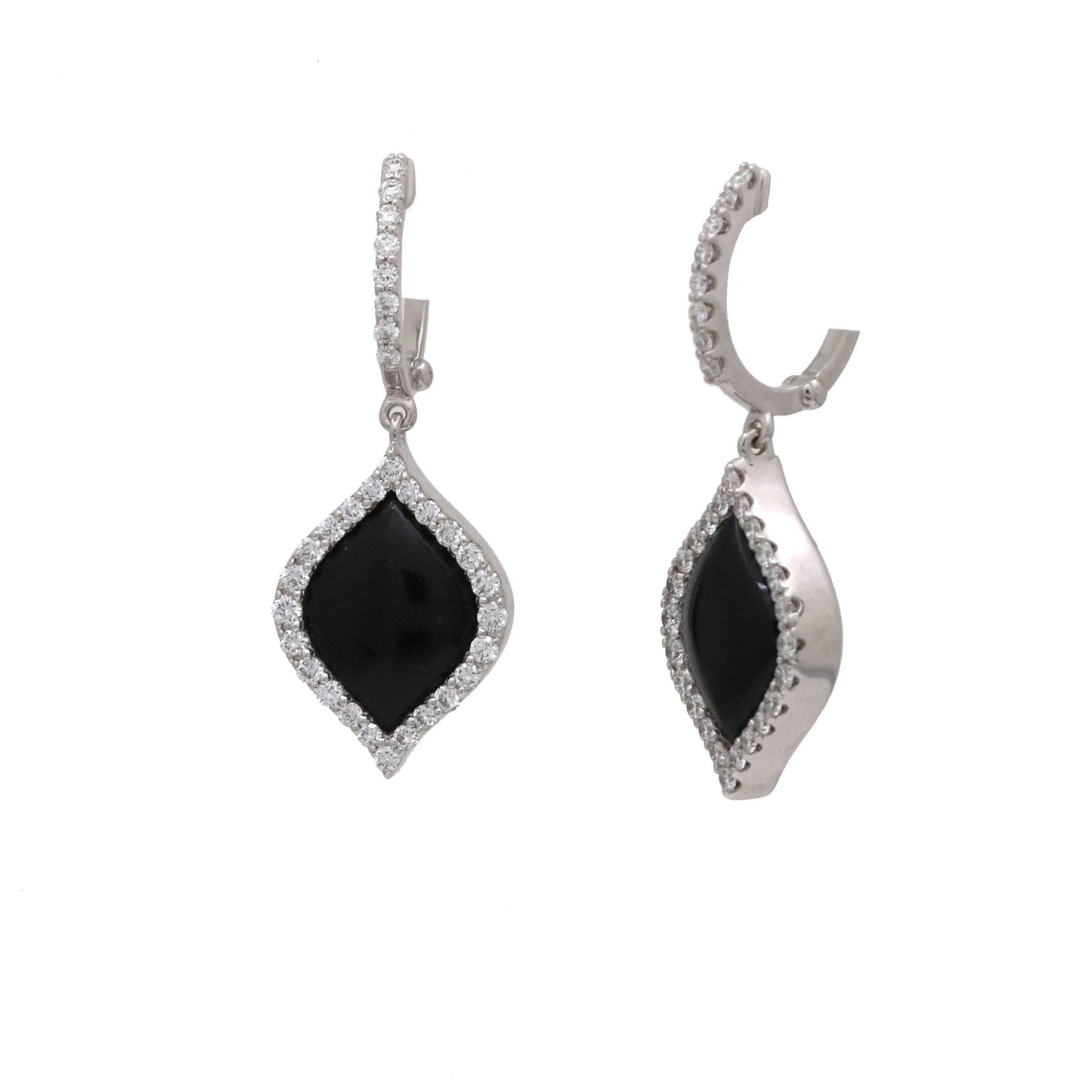 Roberto Coin Black Jade Diamond Dangle Drop Earrings in 18k White Gold - 31 Jewels Inc.