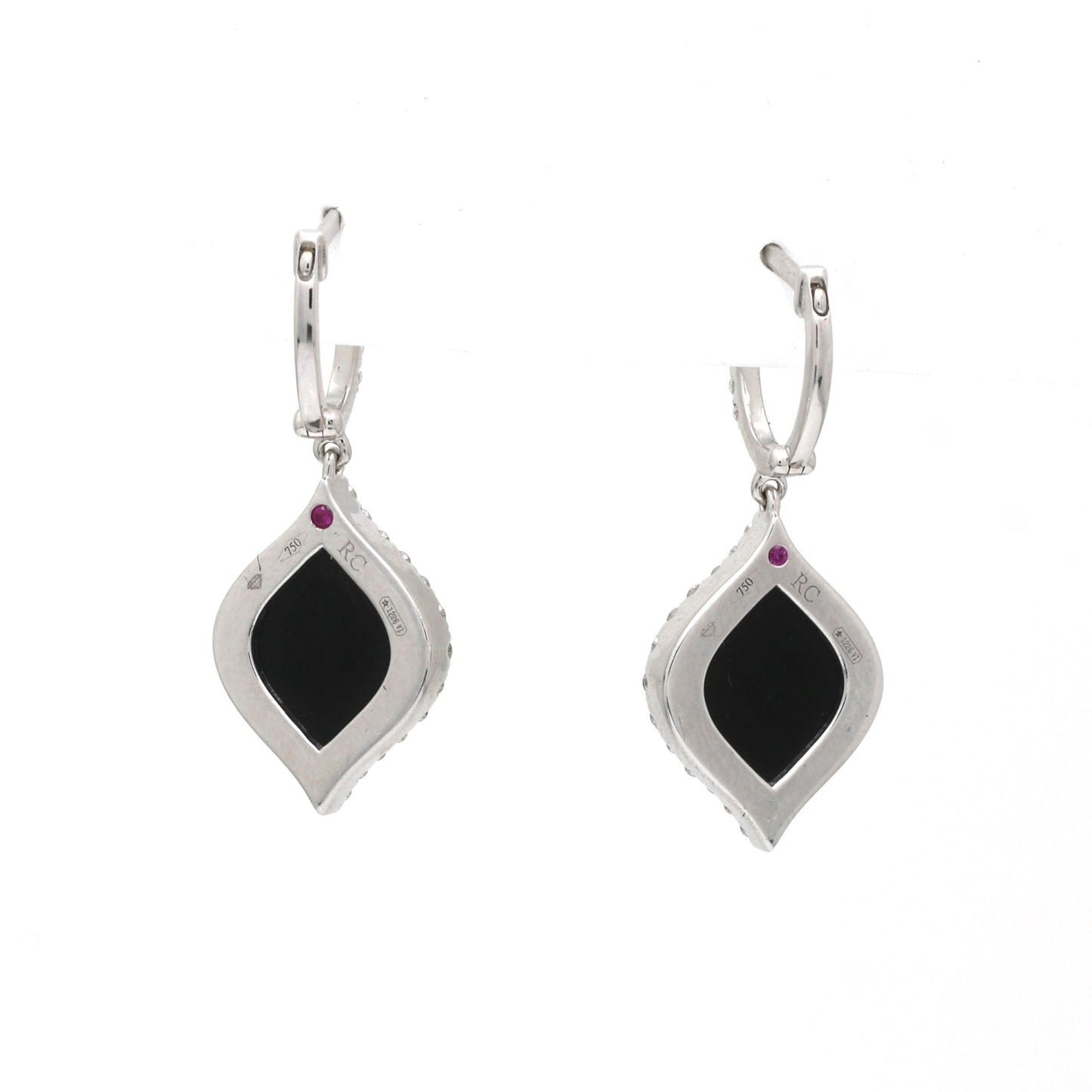 Roberto Coin Black Jade Diamond Dangle Drop Earrings in 18k White Gold - 31 Jewels Inc.