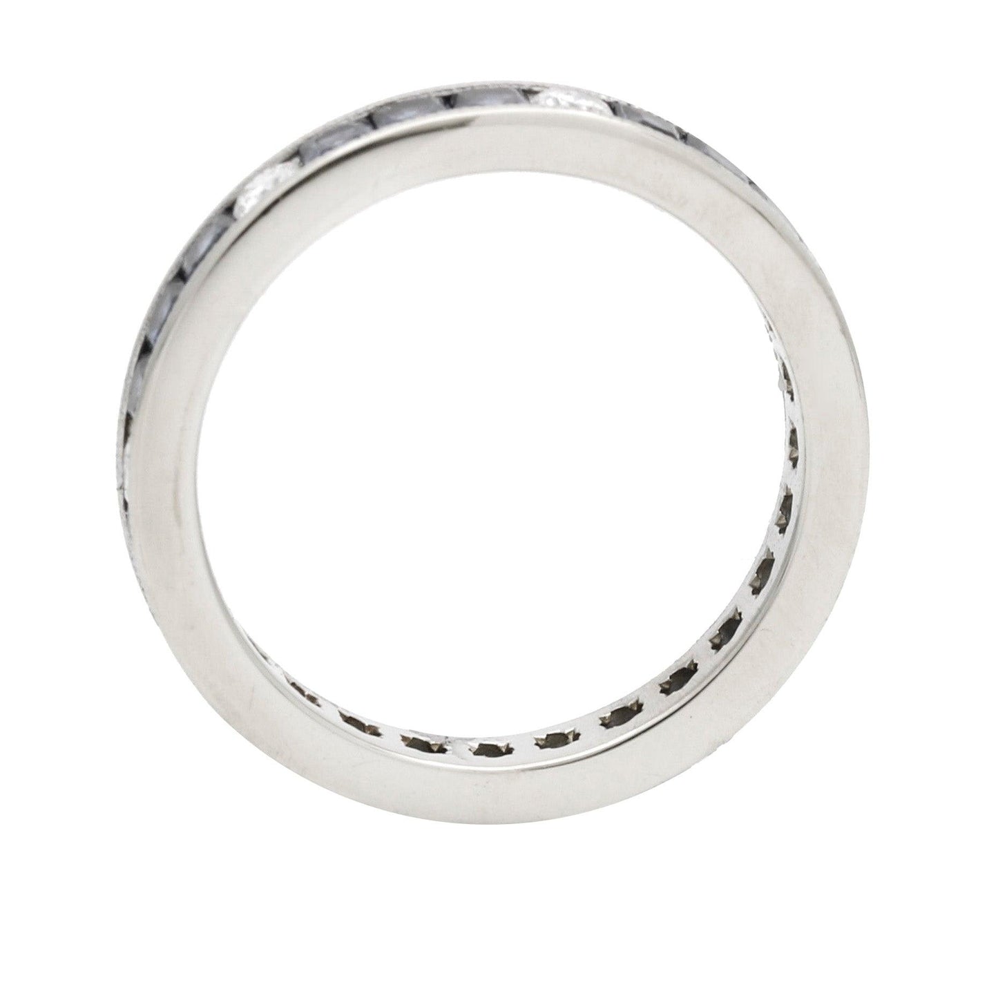 Women's Blue Sapphire Diamond Channel Set Anniversary Band 18k White Gold Ring - 31 Jewels Inc.