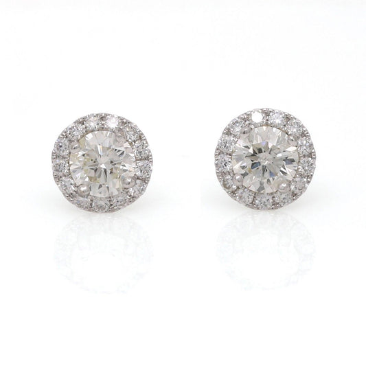 Women's Diamond Martini Halo Stud Earrings in 18k White Gold 1.48 cttw - 31 Jewels Inc.