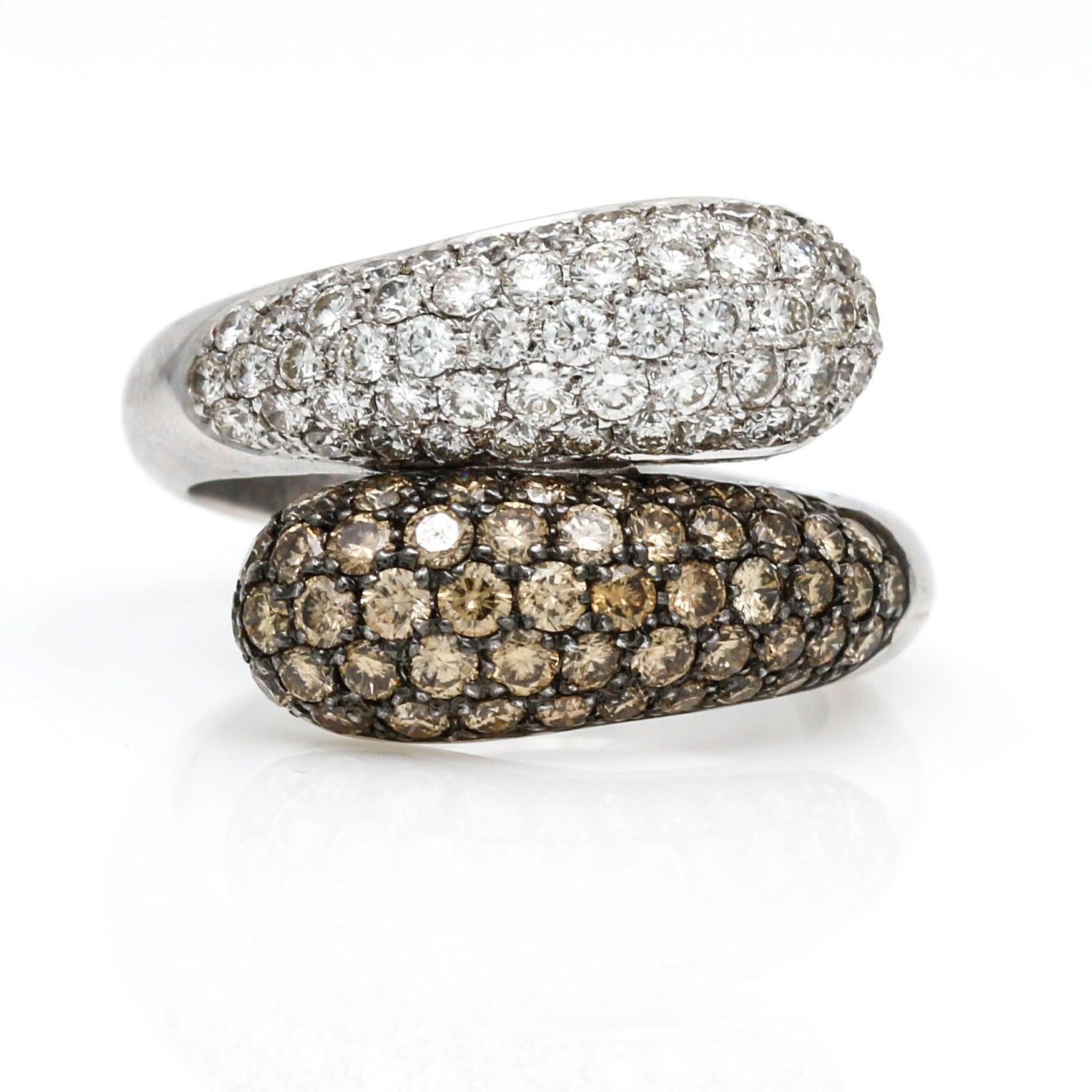 Women's Fancy Color Diamond Teardrop Bypass Ring in 18k White Gold - 31 Jewels Inc.
