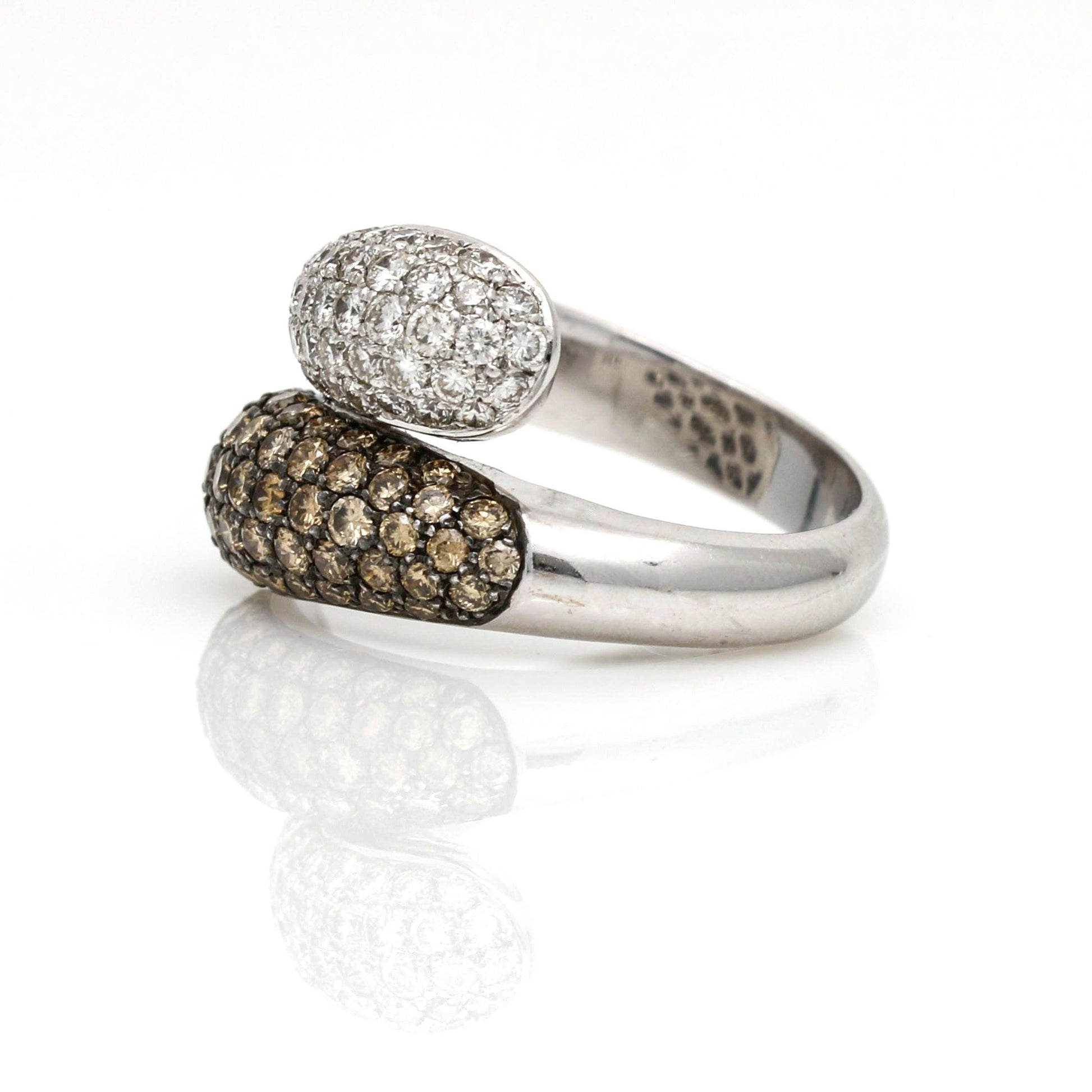 Women's Fancy Color Diamond Teardrop Bypass Ring in 18k White Gold - 31 Jewels Inc.