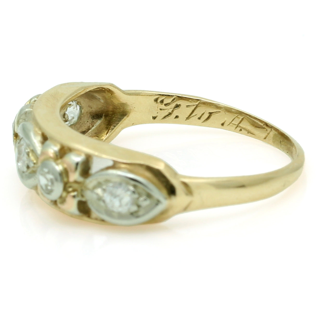 Vintage Diamond Openwork Band Ring in 14k Yellow Gold