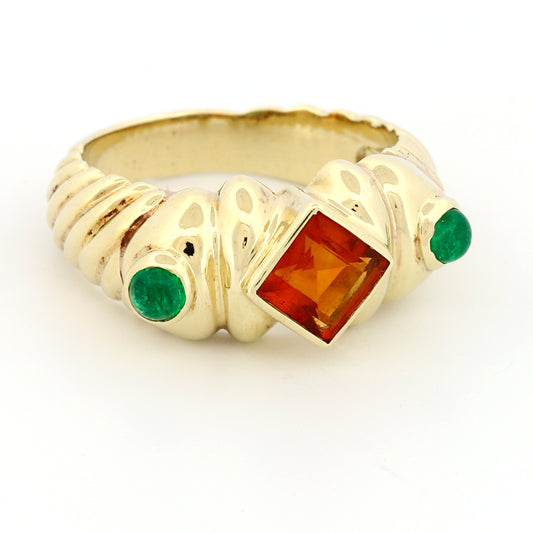 David Yurman Vintage Renaissance Ring in 14k Gold with Citrine & Emerald