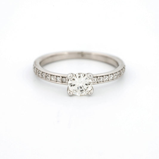 GIA Certified Diamond Engagement Ring in 14k White Gold .53 ct