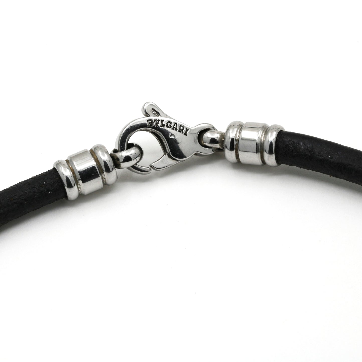 Bulgari Bulgari Reversible Pendant Leather Necklace MOP/Onyx Steel 18k Gold