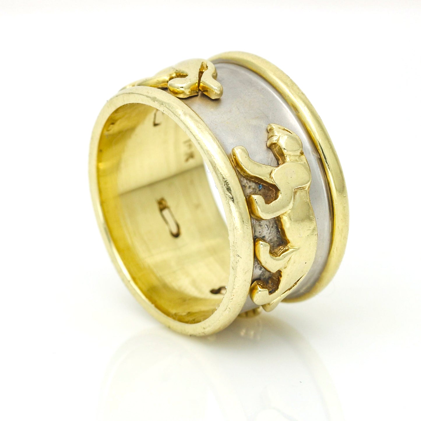 Panthers 18k Yellow and White Gold Wide Band Ring
