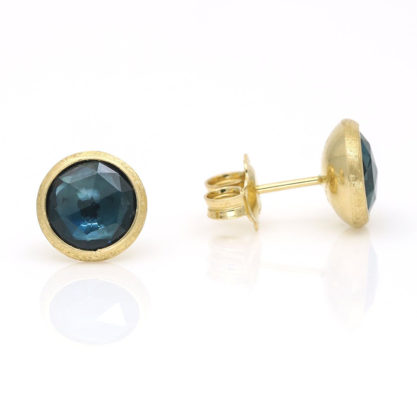 Marco Bicego Jaipur Color Collection Hampton Blue Topaz Stud Earrings in 18k Yellow Gold