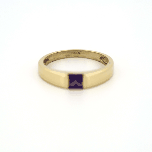 Vintage Style 18k Gold Amethyst Gemstone Ring - Size 7