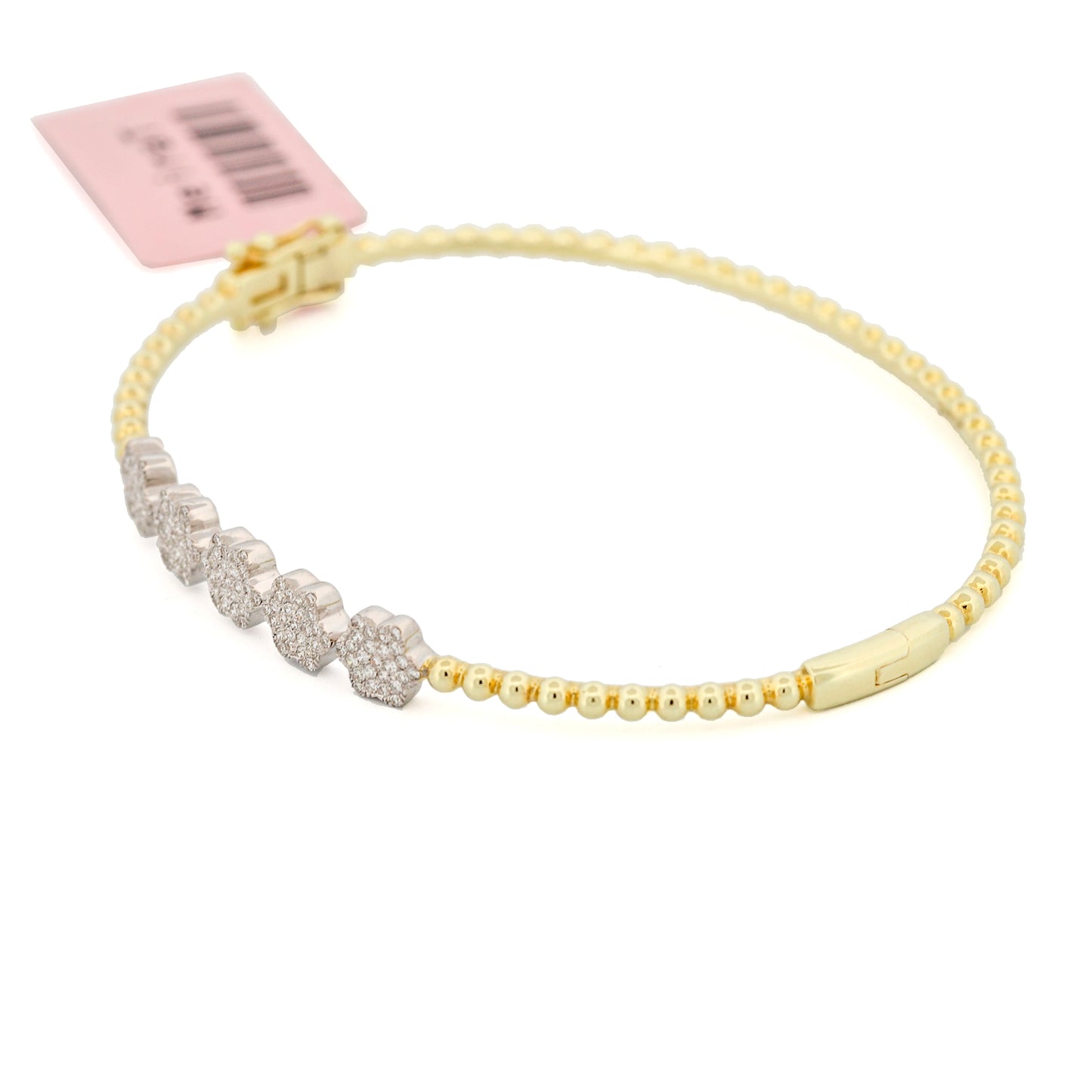 Meira T Diamond Flowers Bead Bangle Bracelet in 14k Yellow Gold