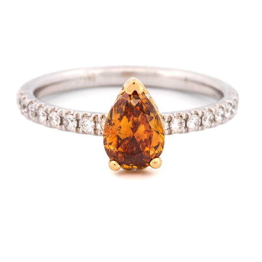 GIA Certified Orange Diamond Engagement Ring 1.01 ct Fancy Natural 18k Gold