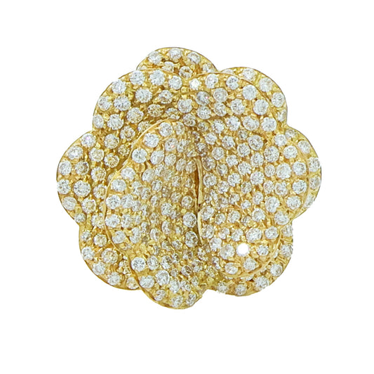 Giorgio Visconti Diamond Flower Ring in 18k Yellow Gold - Petite Size 4.25