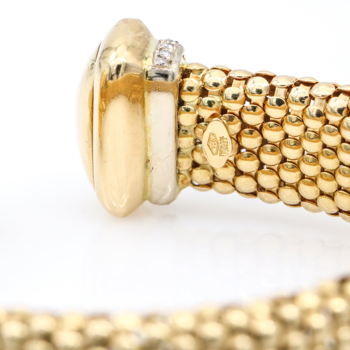 Brazalete de caviar de oro amarillo de 18 k italiano con diamantes para mujer