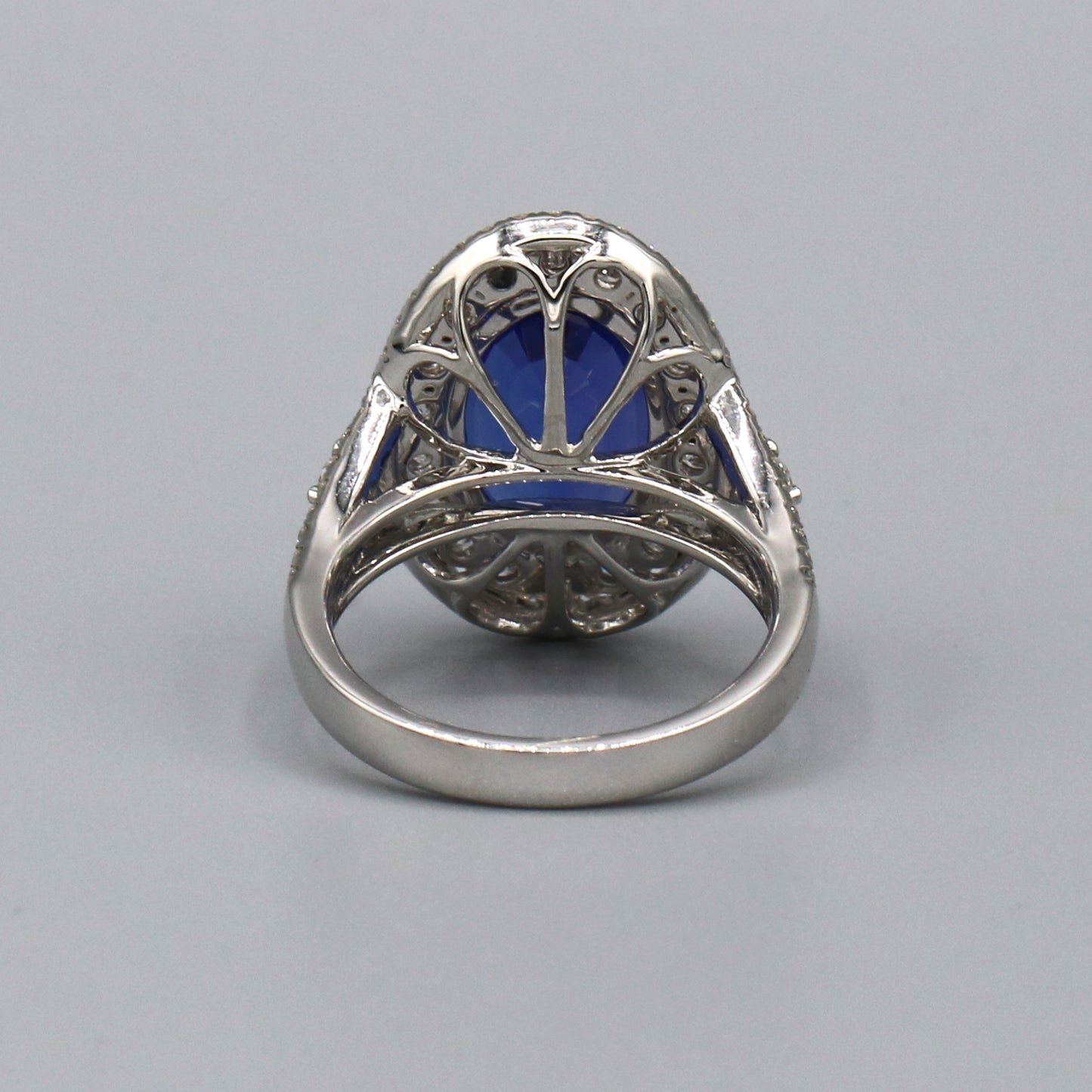 Royal Blue Tanzanite and Diamond Ring in 18k White Gold