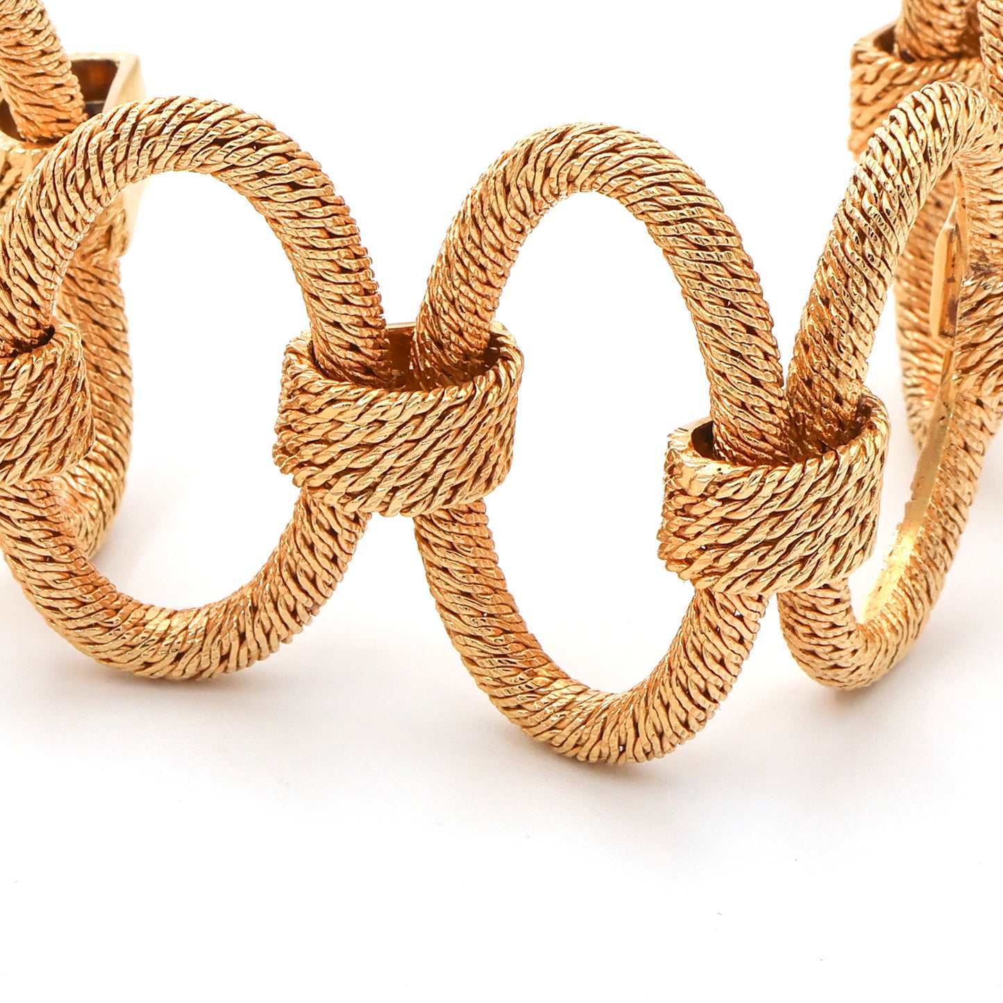 Converted Rolex 18k Yellow Gold Oval Link Bracelet with Twisted Rope Texture