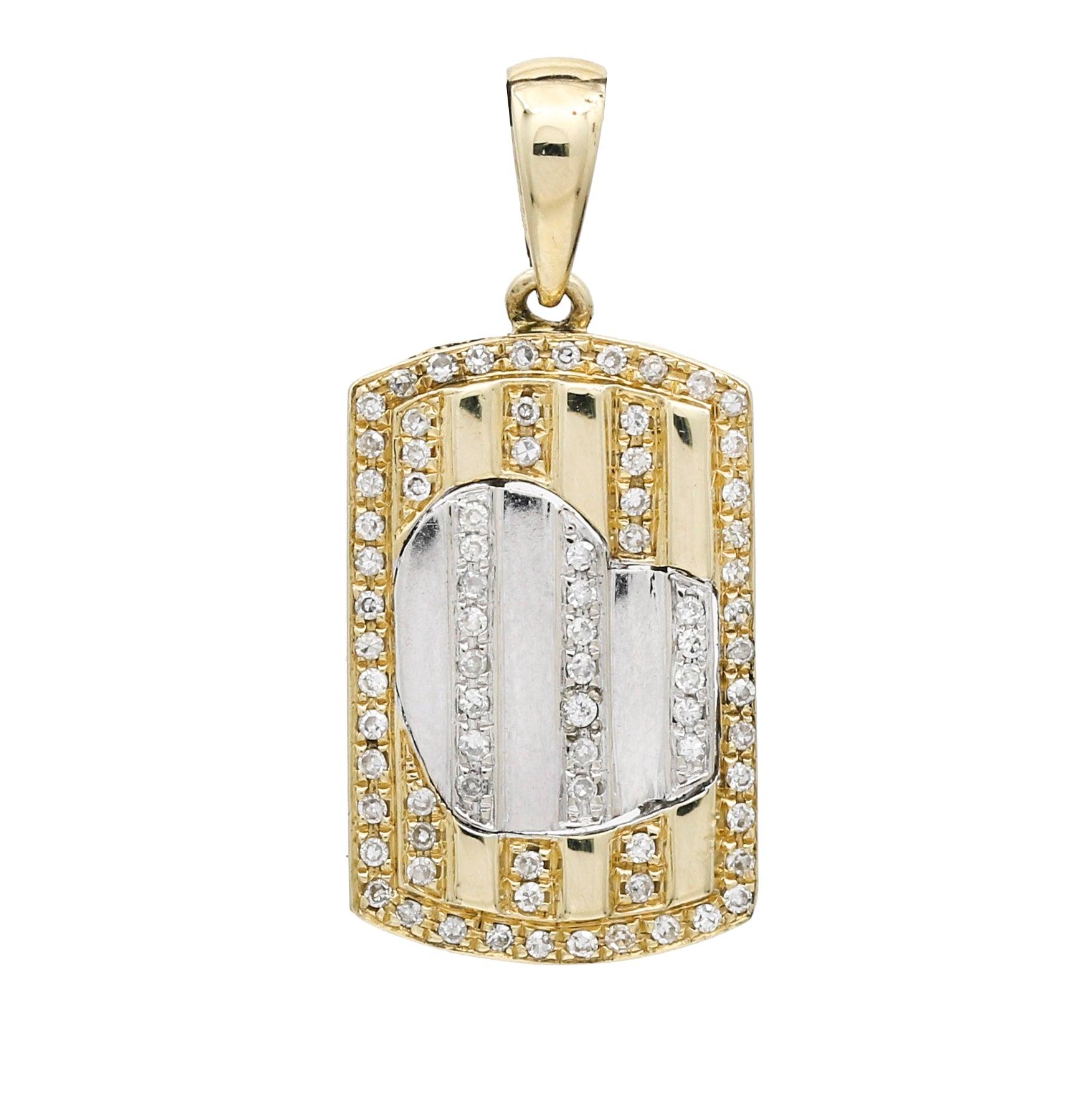 14k Yellow Gold Women's Diamond Heart Dog Tag Charm Pendant Necklace - 31 Jewels Inc.