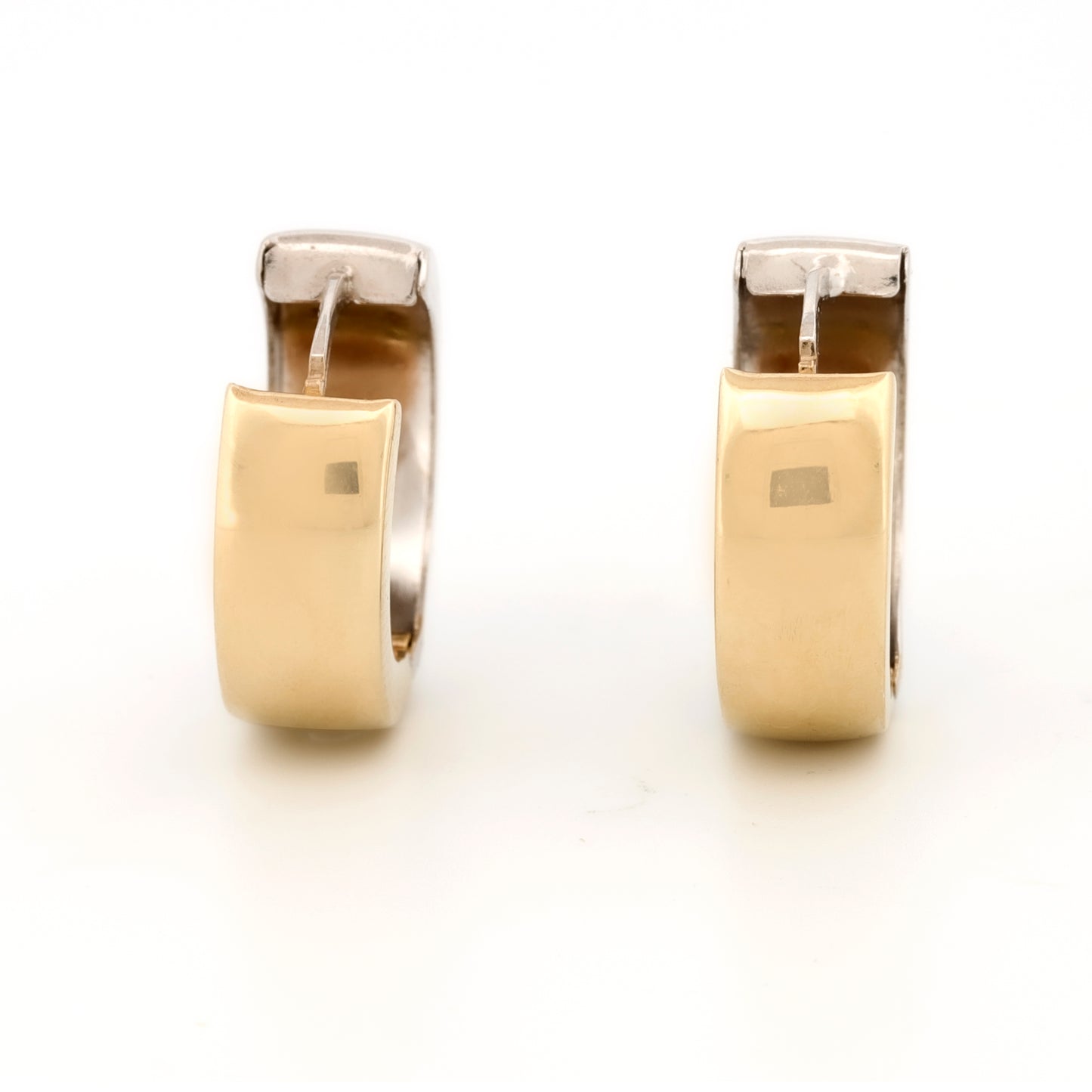 14k Gold Two-Tone Reversible Hoop Earrings Yellow White Huggies