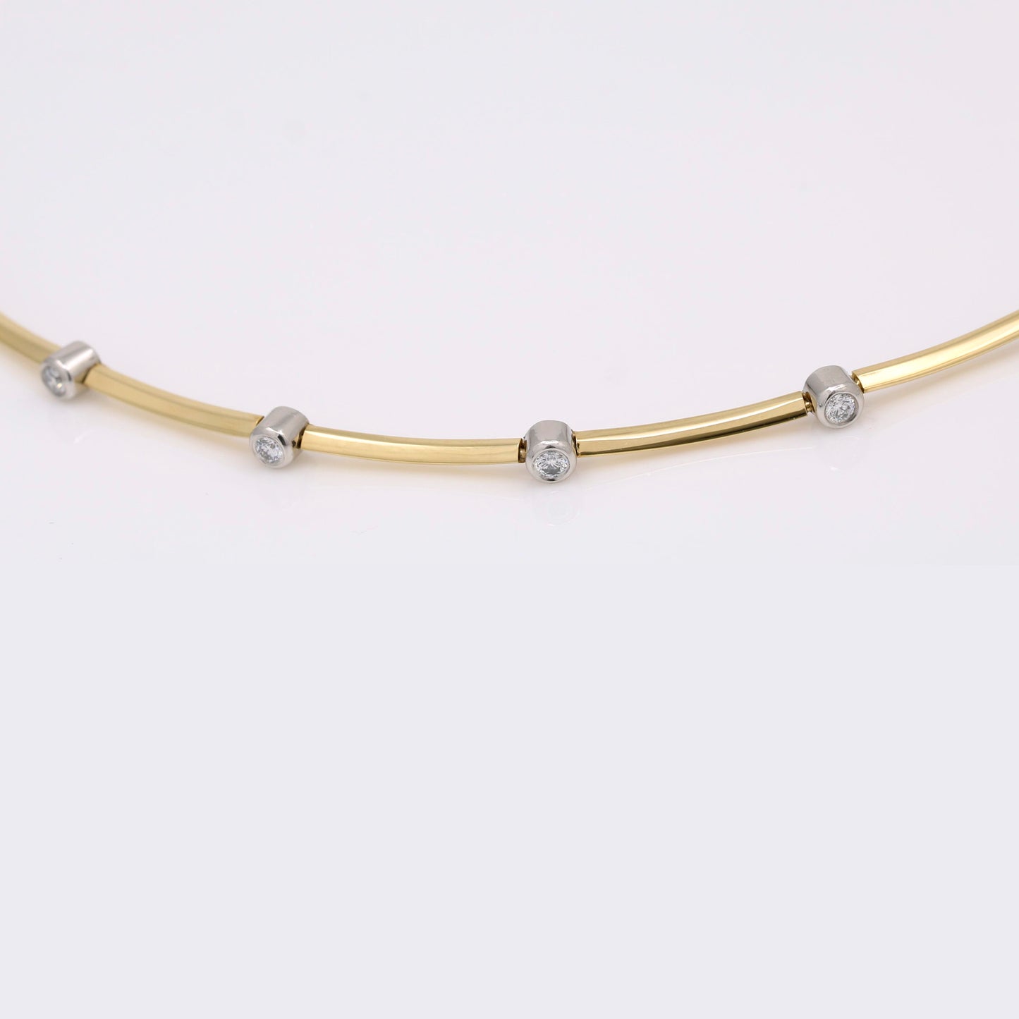 Tiffany & Co. Diamond Bezel Necklace Platinum 18k Yellow Gold