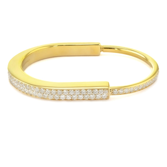 Tiffany & Co. Lock Bangle in Yellow Gold with Full Pave Diamonds Size Medium