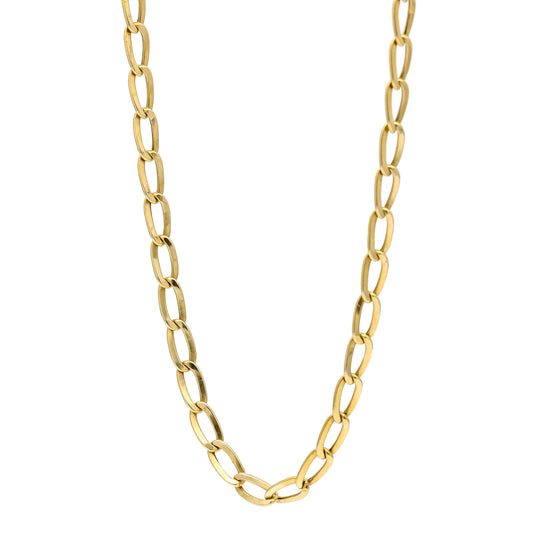 Italian 18k Yellow Gold Oval Link Chain - Long and Stylish Necklace