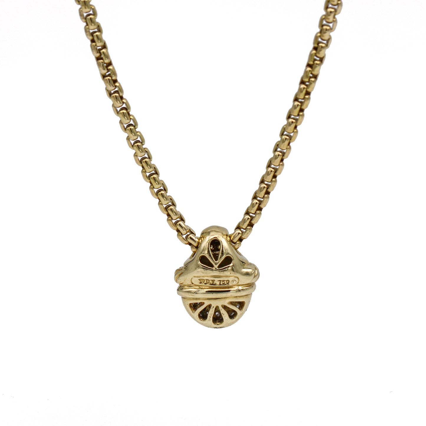 David Yurman Diamond Acorn 18k Yellow Gold Necklace