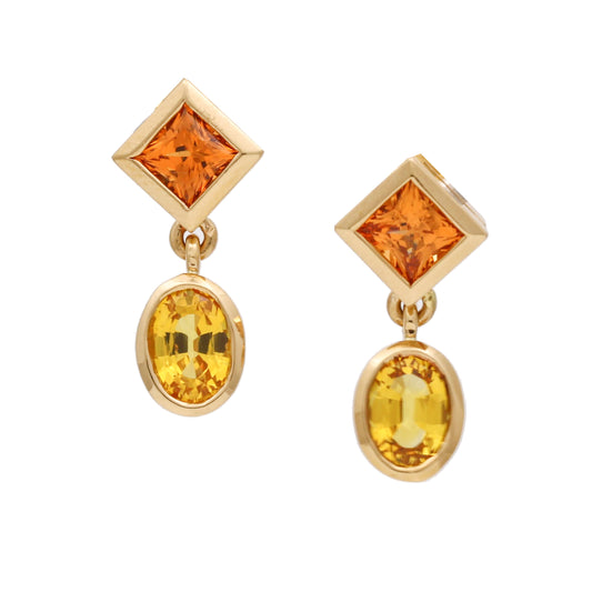 Citrine Dangle Earrings 18k Gold Elegant Gemstone Women's Jewelry