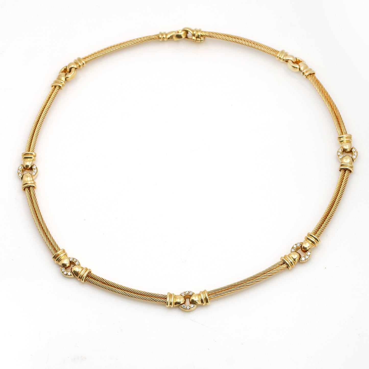 Charriol Diamond Cable Choker Necklace in 18k Yellow Gold
