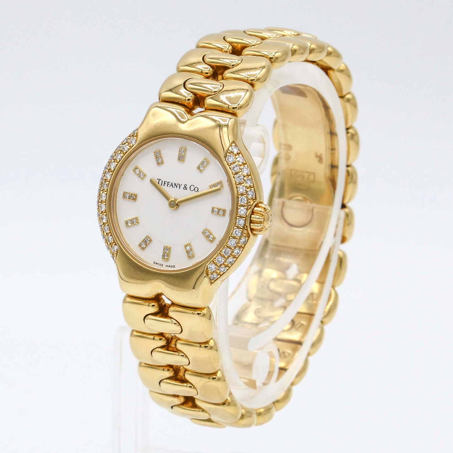 Tiffany & Co. Ladies 18k Gold Tesoro Watch with Diamond Bezel and Dial